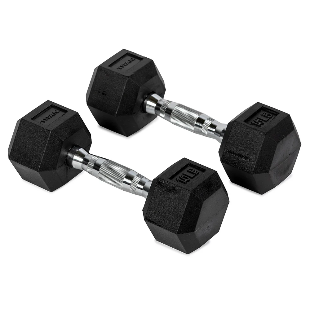 Scratch and Dent, 10 LB Rubber Hex Dumbbells