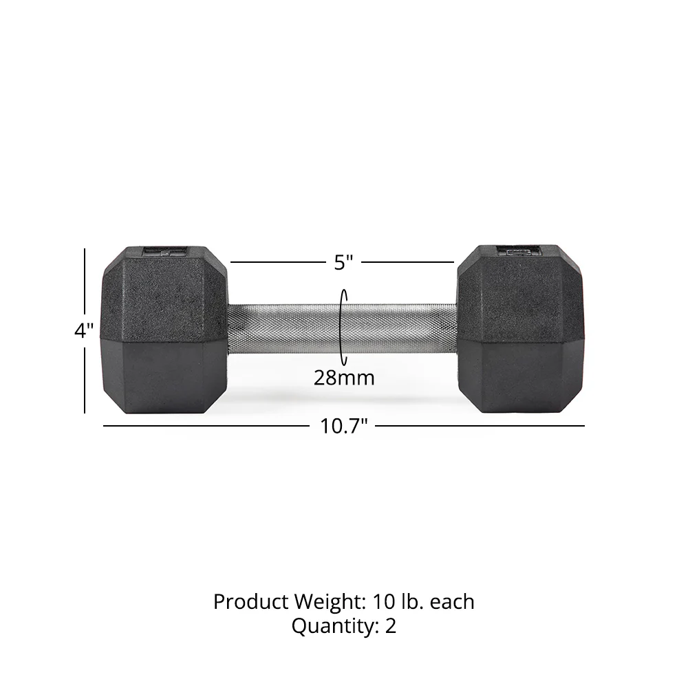 10 LB Straight Stainless Steel Hex Dumbbells - Image 6
