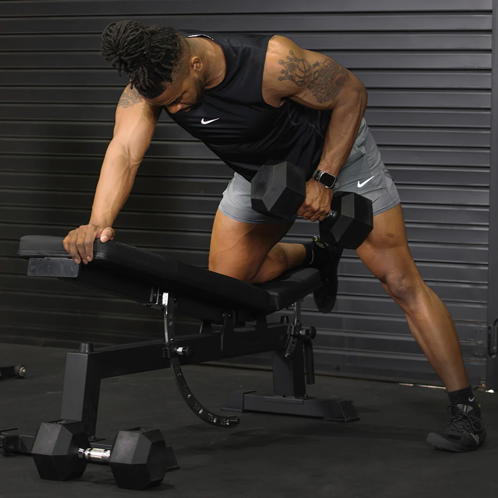 Scratch and Dent, 100 LB Rubber Hex Dumbbell - Image 3