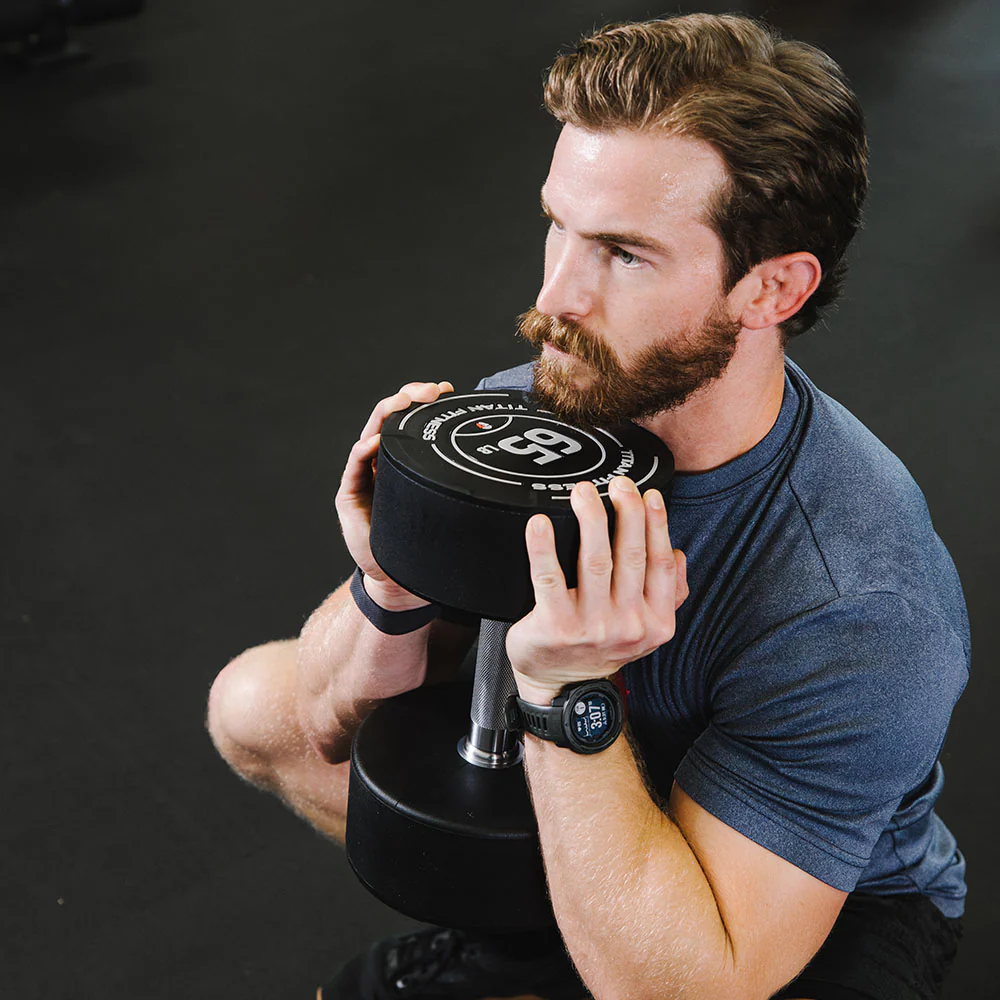 105 LB Pair Round Urethane Dumbbells - Image 5