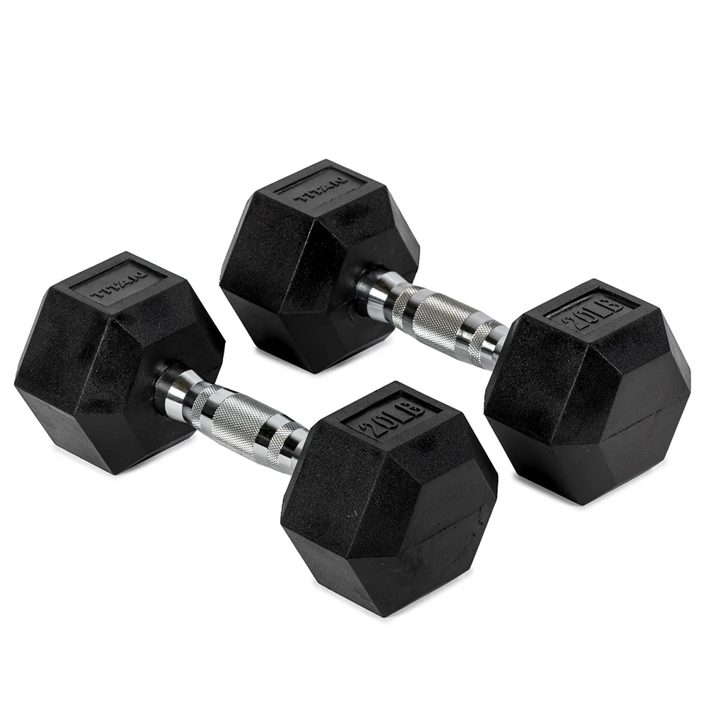 Scratch and Dent, 20 LB Rubber Hex Dumbbells