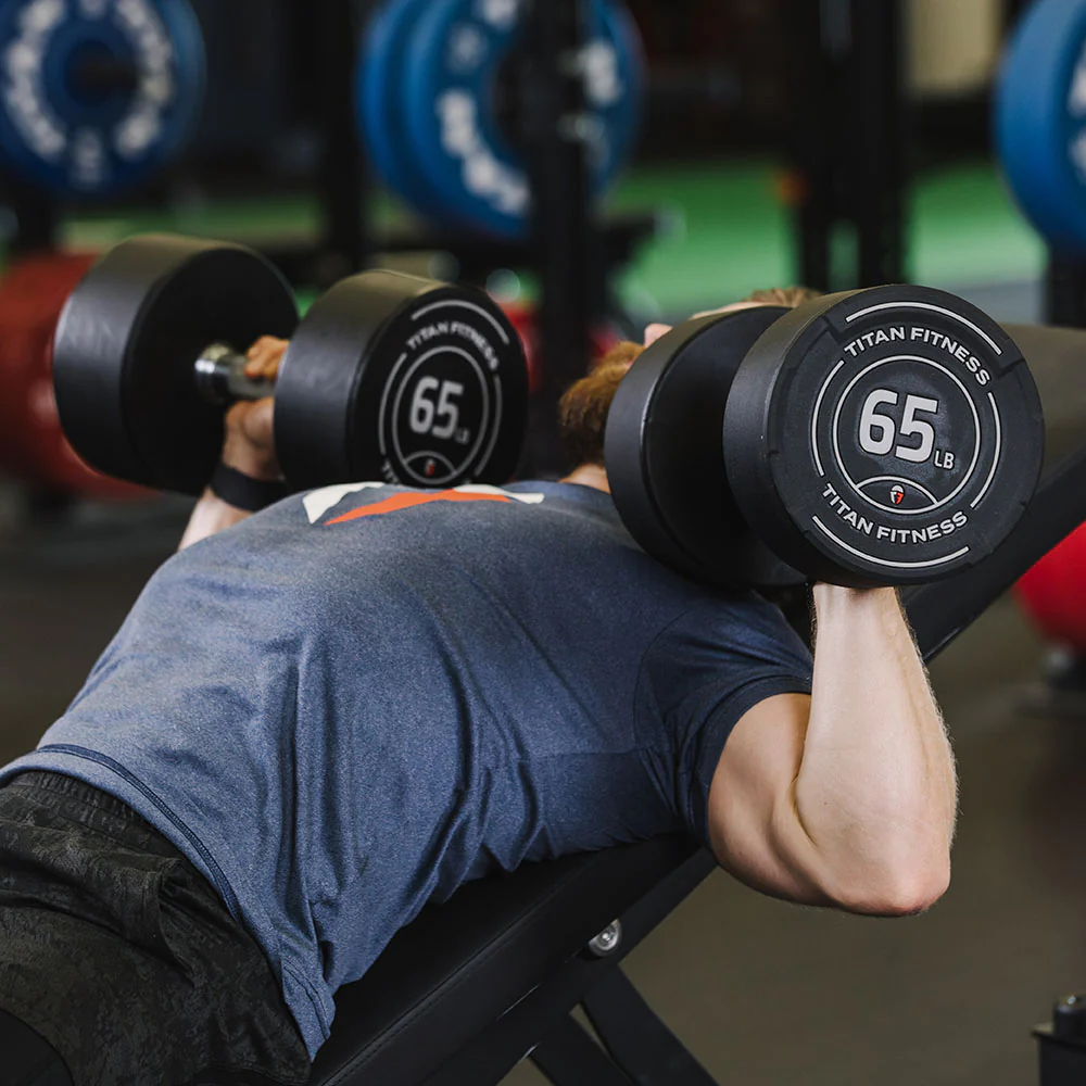 50 LB Pair Round Urethane Dumbbells - Image 3