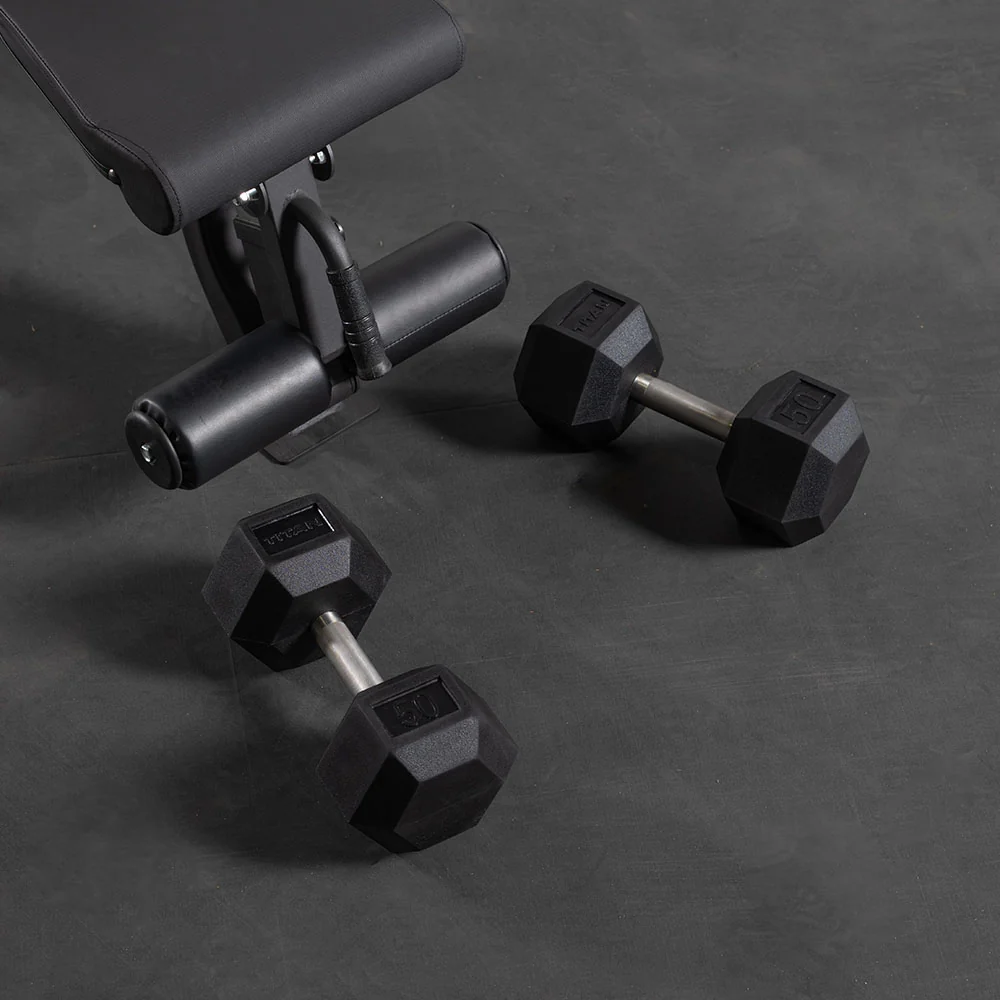 65 LB Straight Stainless Steel Hex Dumbbells - Image 2