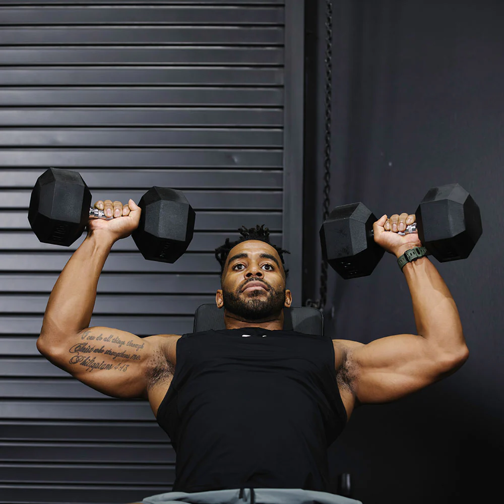 70 LB Rubber Hex Dumbbells - Image 3