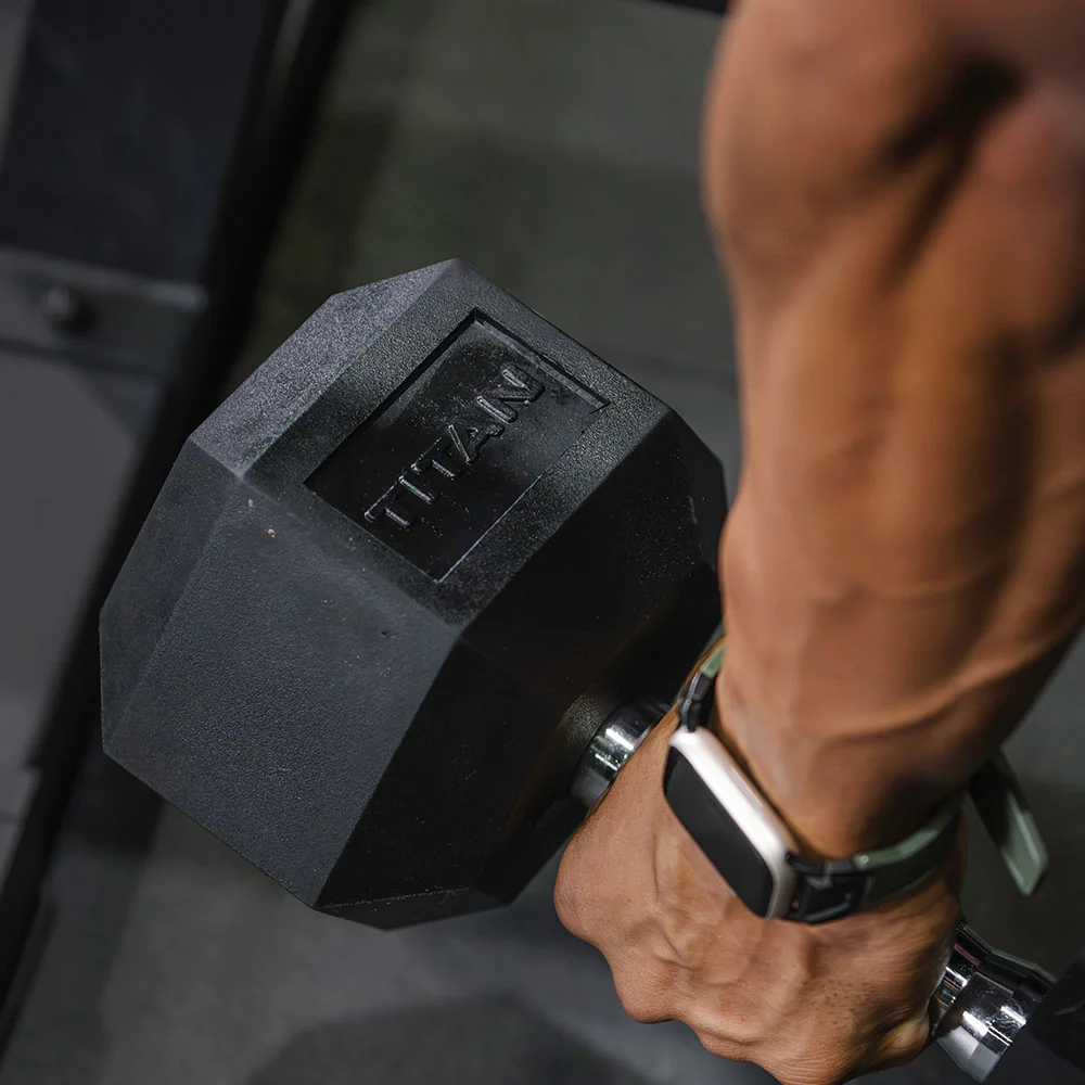 85 LB Rubber Hex Dumbbells - Image 6