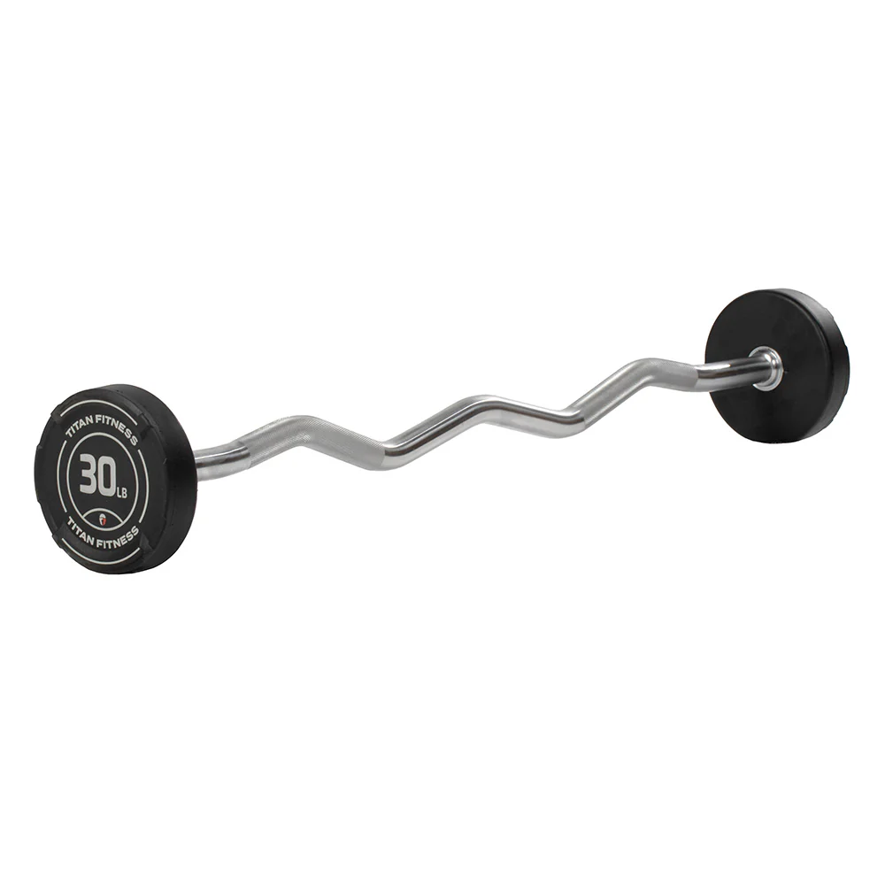 Scratch and Dent, 30 LB EZ Curl Fixed Urethane Barbell