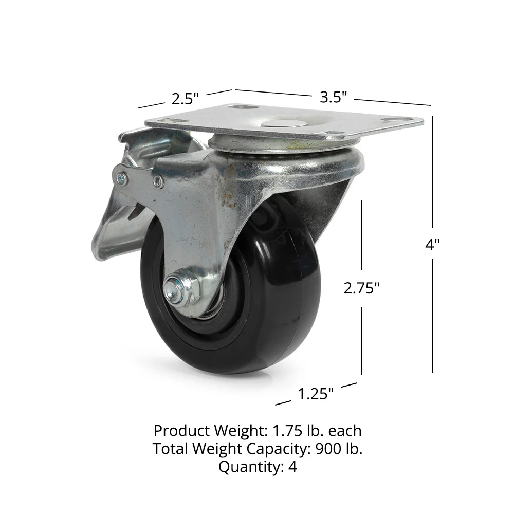 Scratch and Dent, 4 Pack Caster Wheels for Elite Series Mass Storage System - Image 4