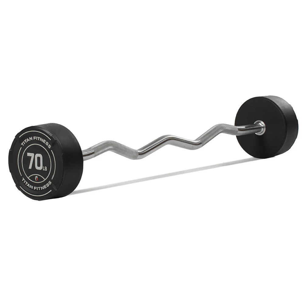 Scratch and Dent, 70 LB EZ Curl Fixed Urethane Barbell