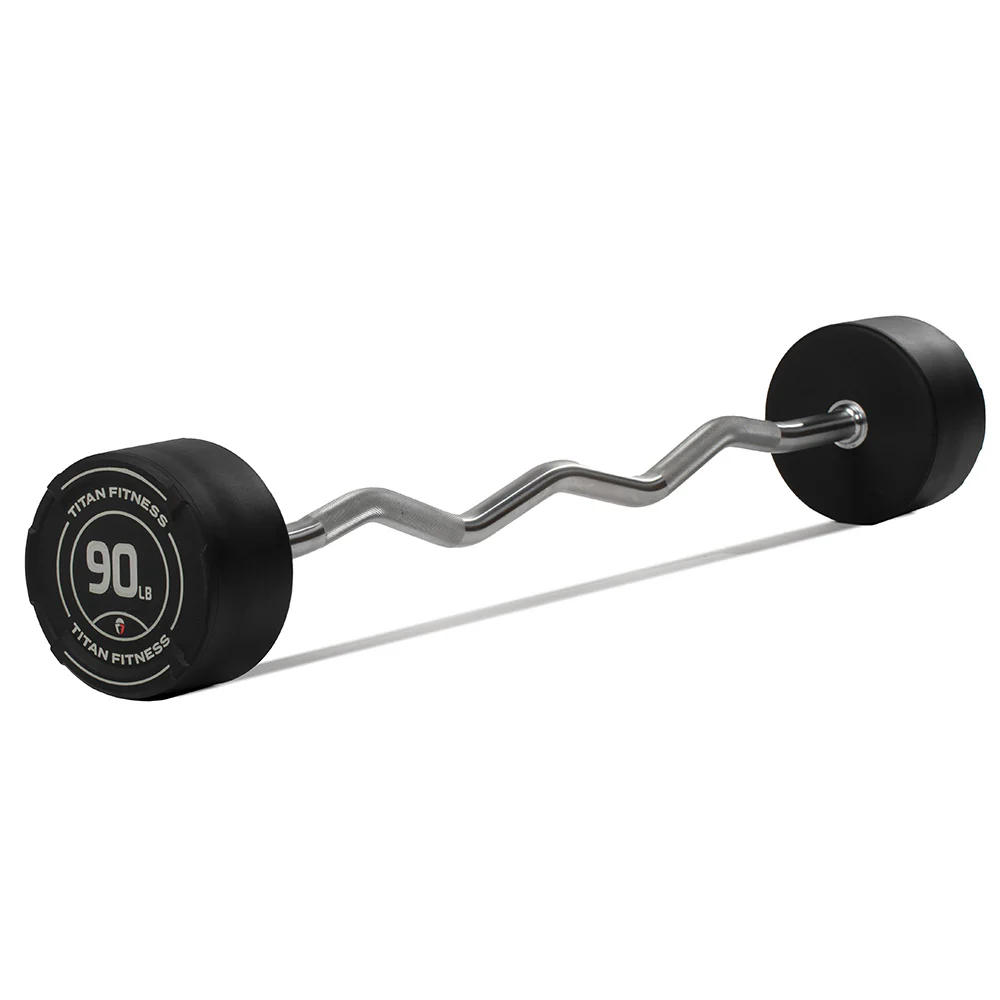 Scratch and Dent, 90 LB EZ Curl Fixed Urethane Barbell