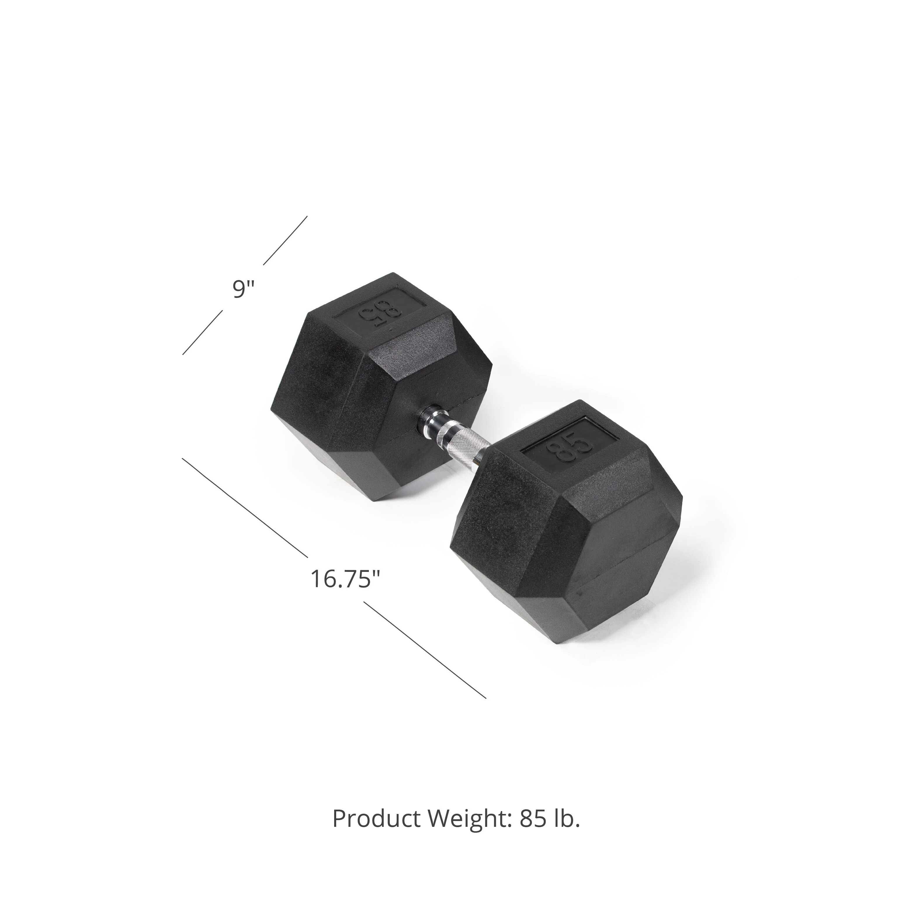 Scratch and Dent, 85 LB Rubber Hex Dumbbell