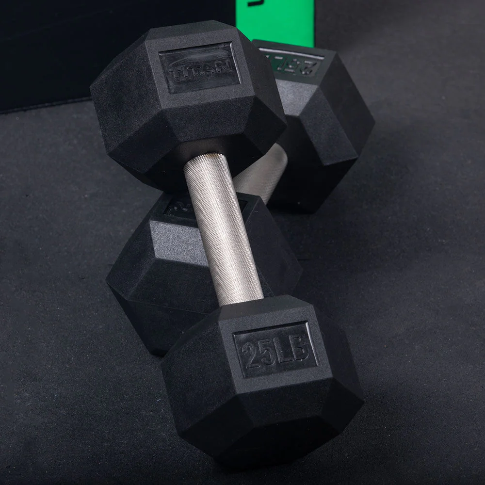 Straight Stainless Steel Hex Dumbbells - Image 2